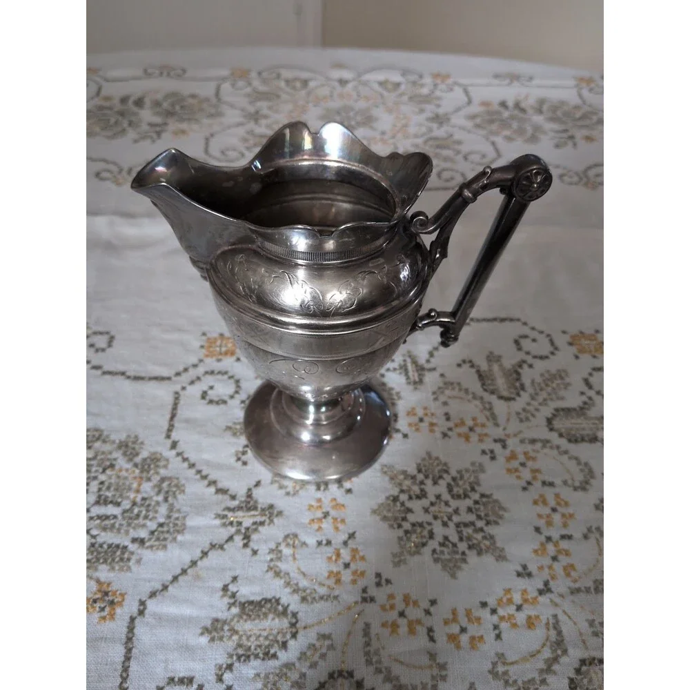 Simpson, Hall Miller Sugar Cream Floral Scrolls Quadruple Silver Plate 1872 Set